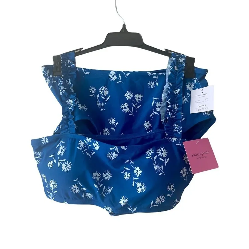 Kate Spade Dandelion Floral Mini Ruffle Two‎ Piece Bikini Macaw Blue